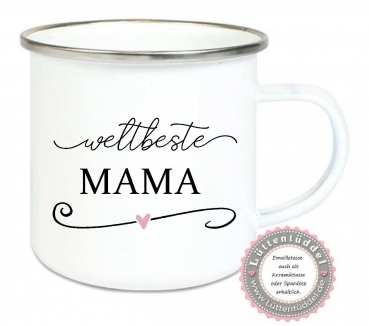 Preview: Blumentopf Tasse Emailletasse Weltbeste Mama Muttertag, Vatertag Dankeschön, Abschied, Jubiläum, Geschenk, Becher von Lüttentüddel